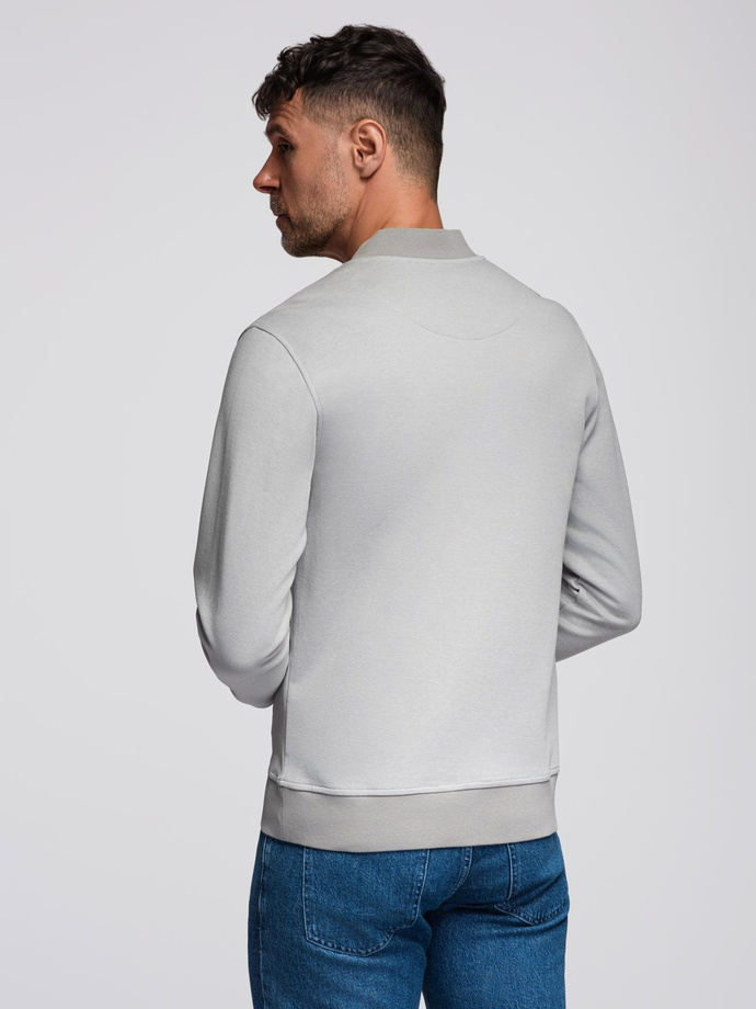 Men's pique knit bomber jacket - gray V4 OM-SSZP-0238