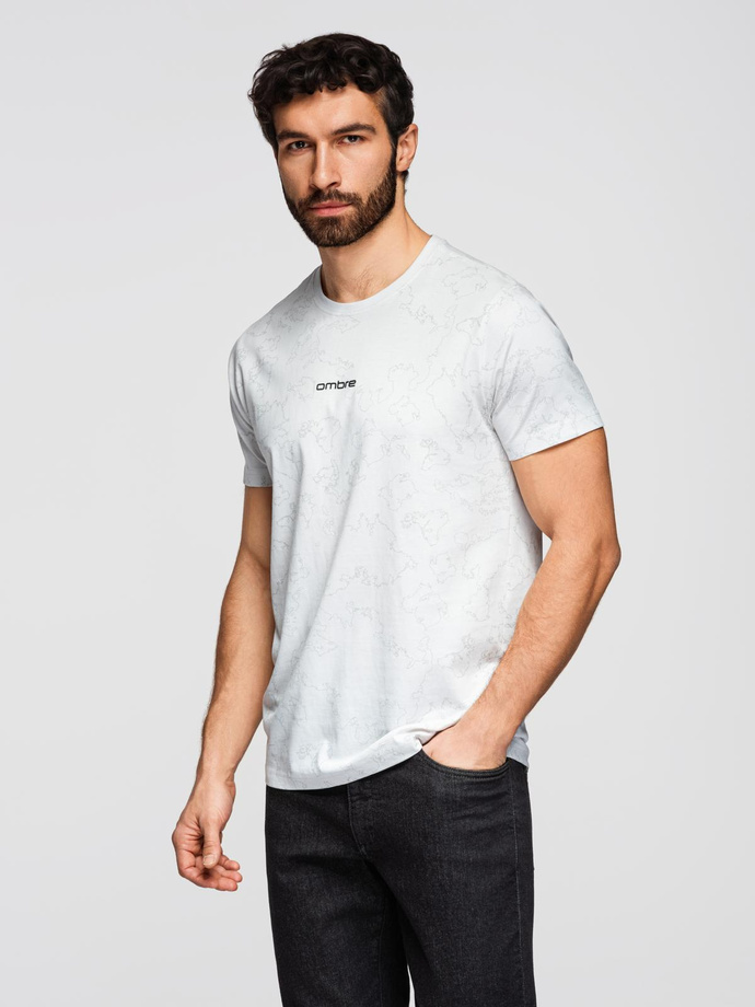 Men's cotton t-shirt with double printed logo - white V1 OM-TSPT-0211 