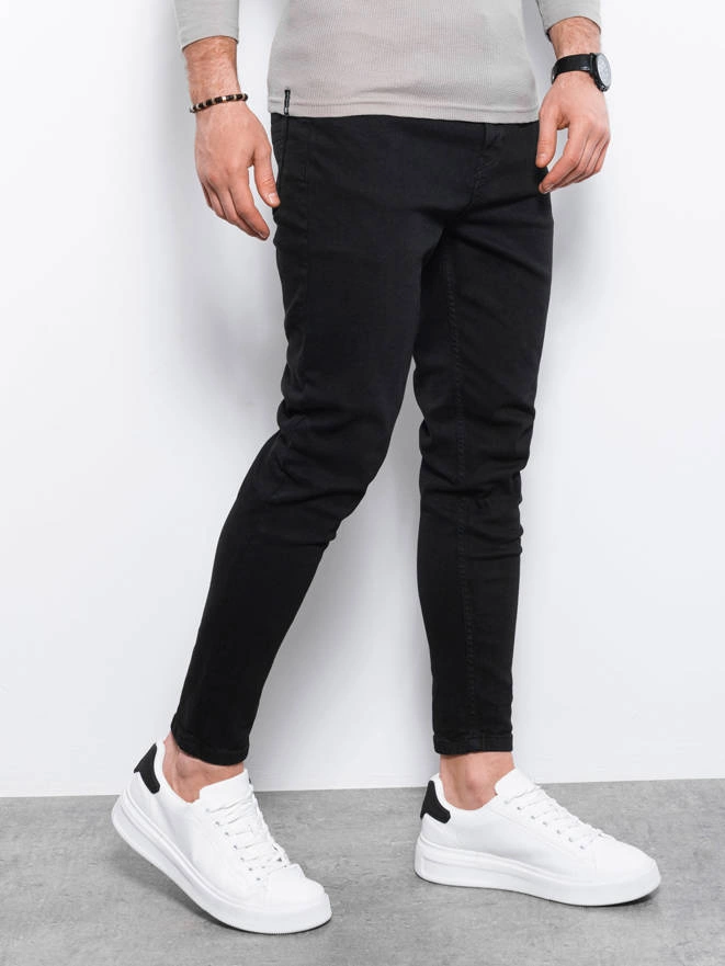 Men's SLIM FIIT ripped free denim pants - black V11 OM-PADP-0148