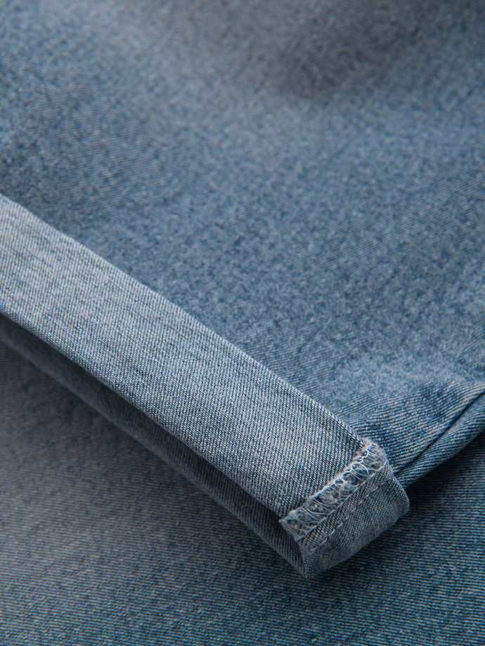 Men's denim shorts with rolled up leg - light blue V1 OM-SRDS-0164