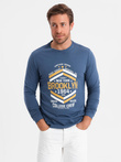 Men's collegiate style printed longsleeve - blue V2 OM-LSPT-0117