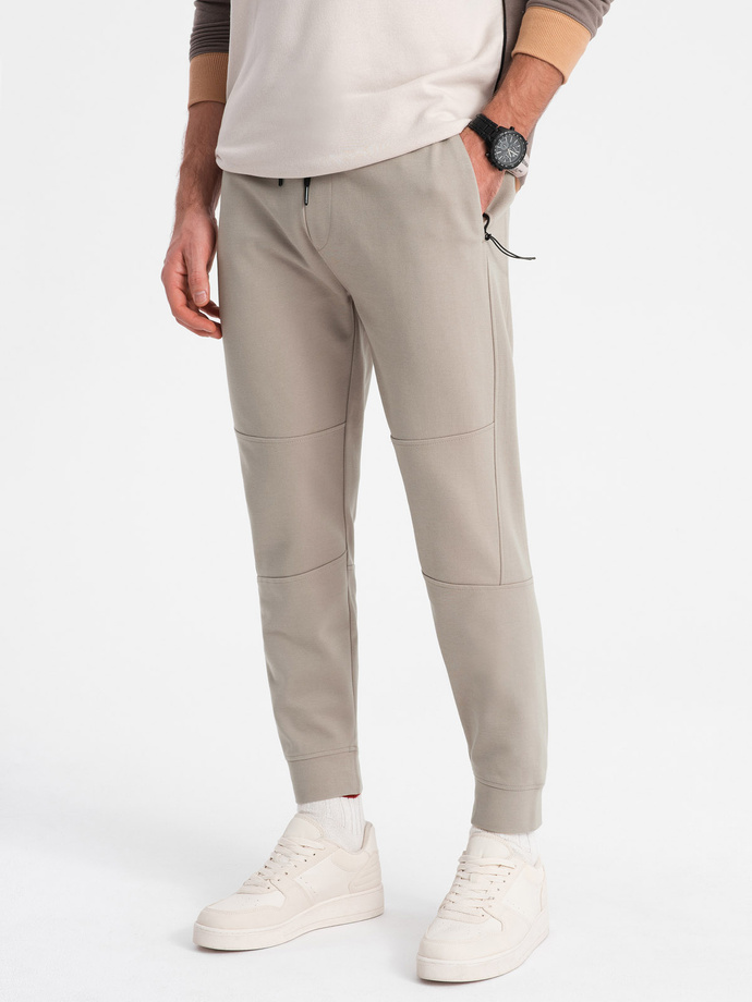 Men's sweatpants joggers on elastic with stitching - ash V1 OM-PASK-0142
