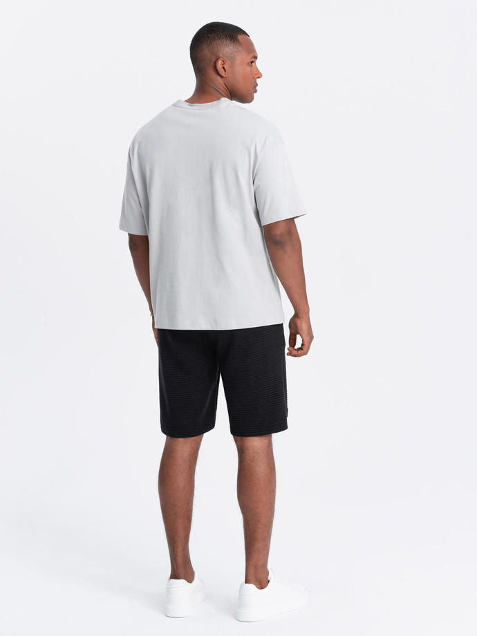 Pantaloni scurți de trening Ottoman tricotați pentru bărbați - negru V4 OM-SRSK-0150