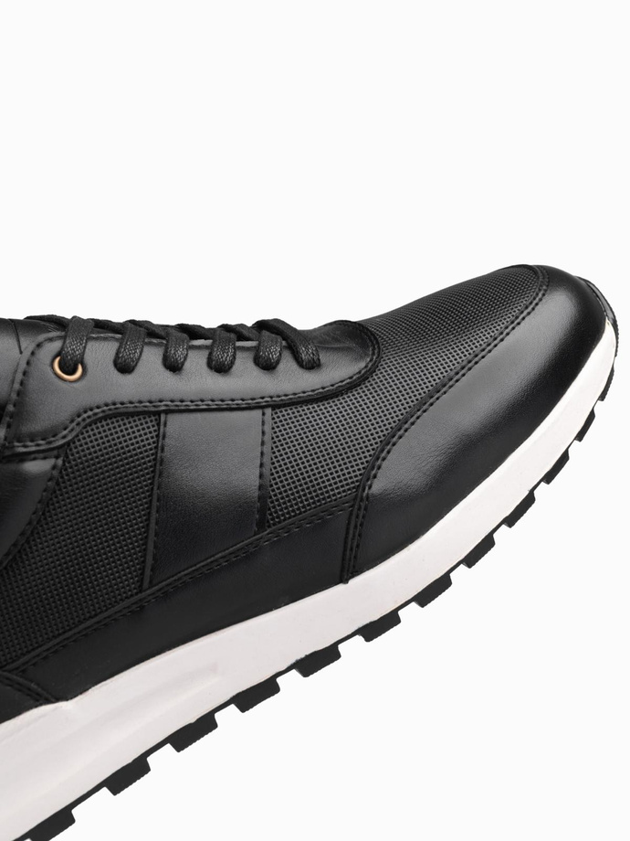 Men's eco leather sports sneakers shoes - black V2 OM-FOSL-0181 