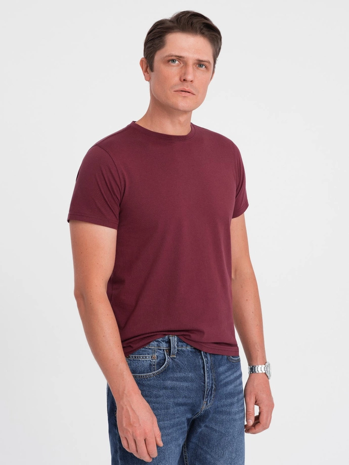 Tricou BASIC din bumbac clasic pentru bărbați - maro V6 OM-TSBS-0146