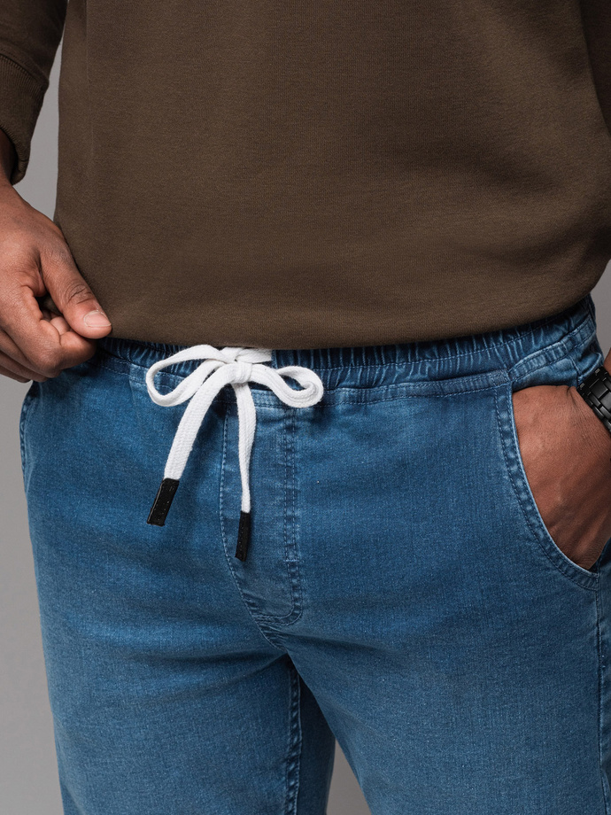 Pánske džínsové tepláky s lemovaním - modré V3 OM-PADJ-0156