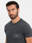 Ombre Streetstyle men's cotton pocket print t-shirt - black V1 OM-TSCT-0108