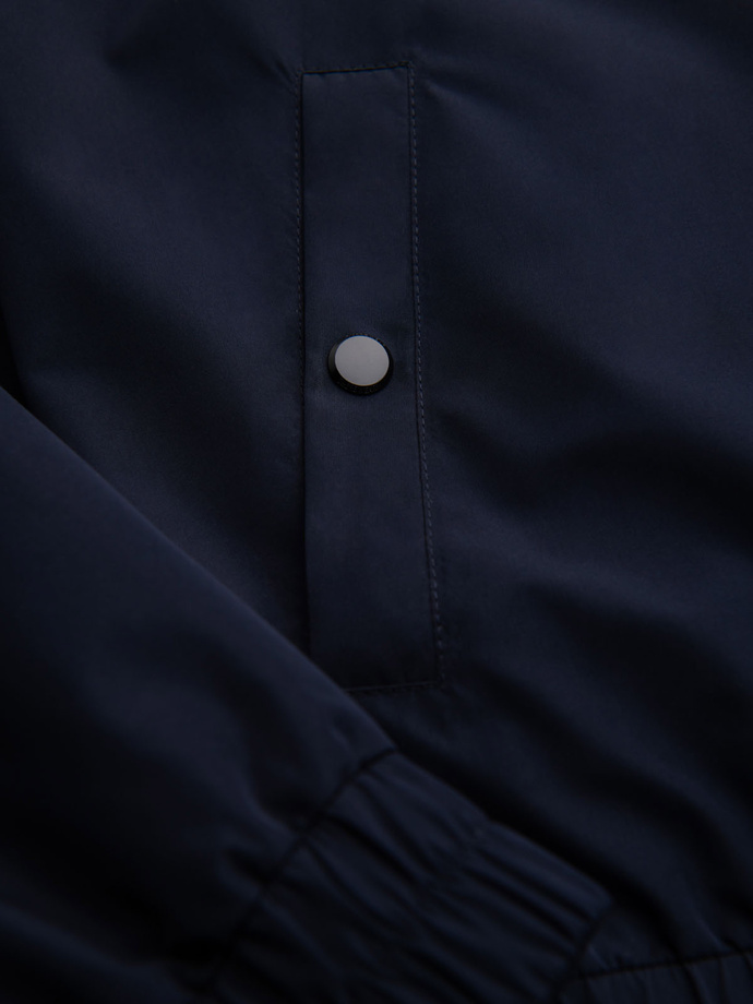 Pánská bunda s kapucí a vysokým límcem - tmavě modrá V2 OM-JANP-0222