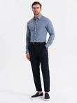 Vyriški SLIM FIT marškiniai su kišenėmis - mėlyni OM-SHCS-0174