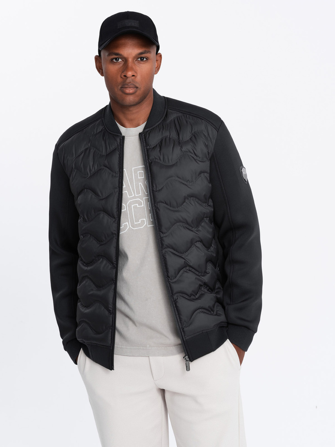 Men's quilted bomber jacket - black V1 OM-JALP-0141