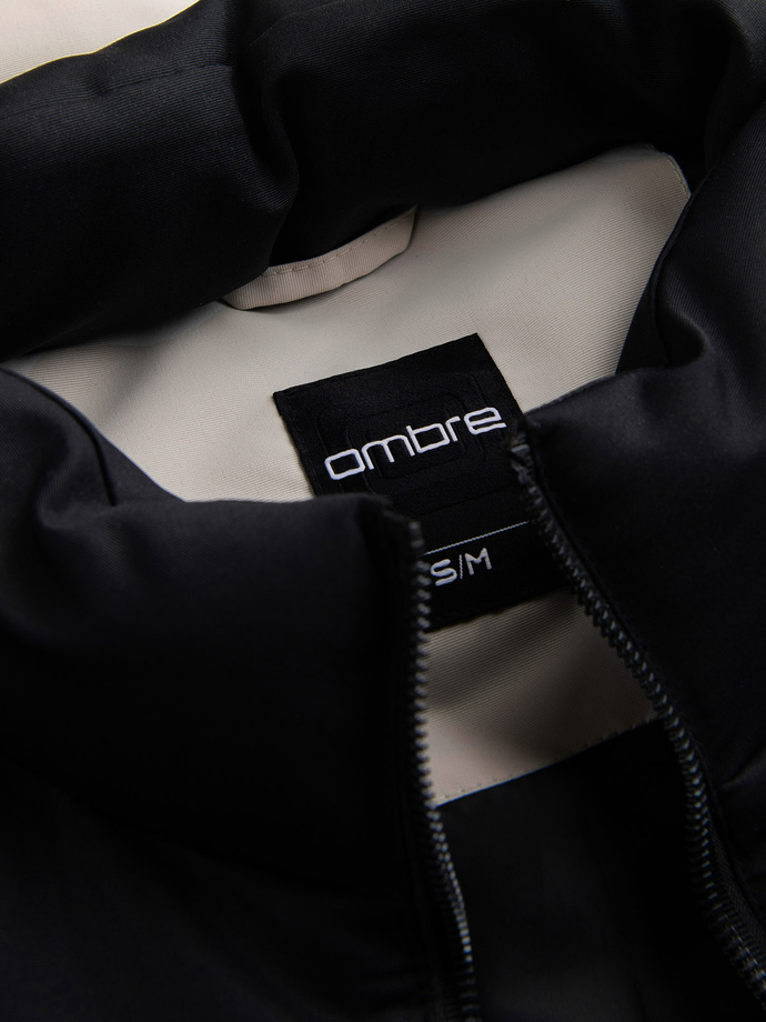 Vyriški kontrastiniai dygsniuoti marškinėliai be rankovių - kreminiai V1 OM-JAVJ-0161