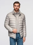 Men's quilted jacket with two fasteners - light grey V2 OM-JALP-0231