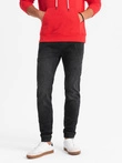 Men's denim joggers with asymmetrical stitching - black V3 OM-PADJ-0165