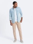Men's denim pants without rubbing SLIM FIT - beige V8 OM-PADP-0148