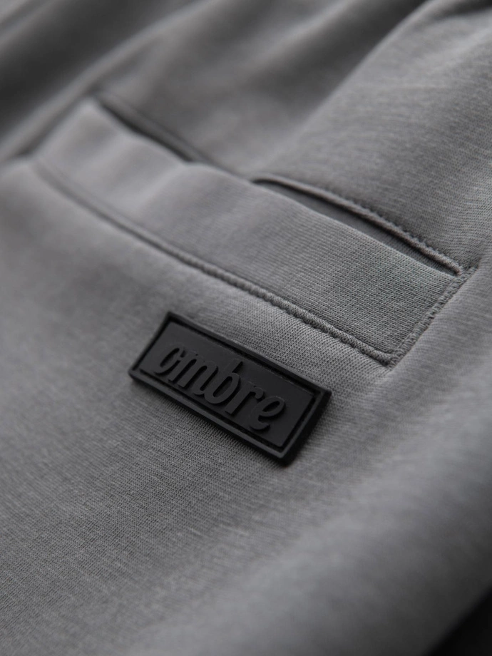 Men's sweatpants with straight leg and rubber details - grey V3 OM-PASK-0281