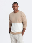 Men's OVERSIZE sweatshirt with contrasting color combination - beige V2 B1673