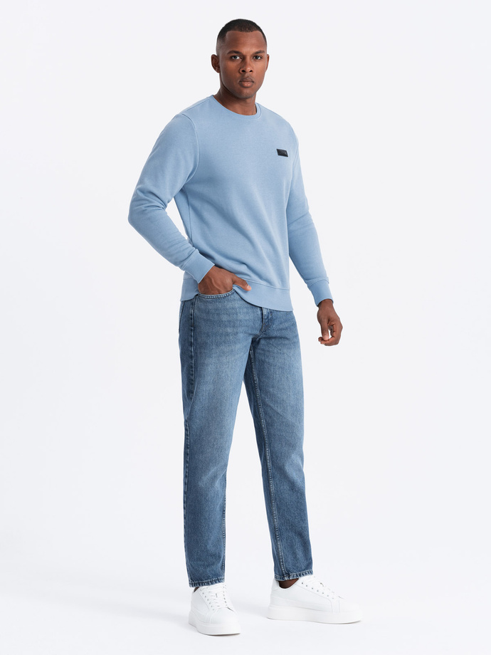 Men's non-stretch sweatshirt with metal pin - blue V3 OM-SSNZ-0136