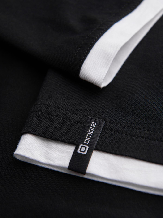 Tricou cu glugă din bumbac pentru bărbați - negru V9 OM-TSCT-0256