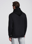 Men's kangaroo sweatshirt with hood - black V5 OM-SSBN-0177