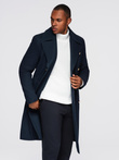 Men's navy double-breasted wool coat - navy blue V1 OM-COWC-0134