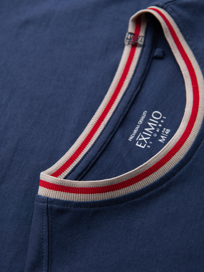 Polo bărbătesc structurat cu mânecă lungă și patch-uri - maro V4 OM-POLS-0131