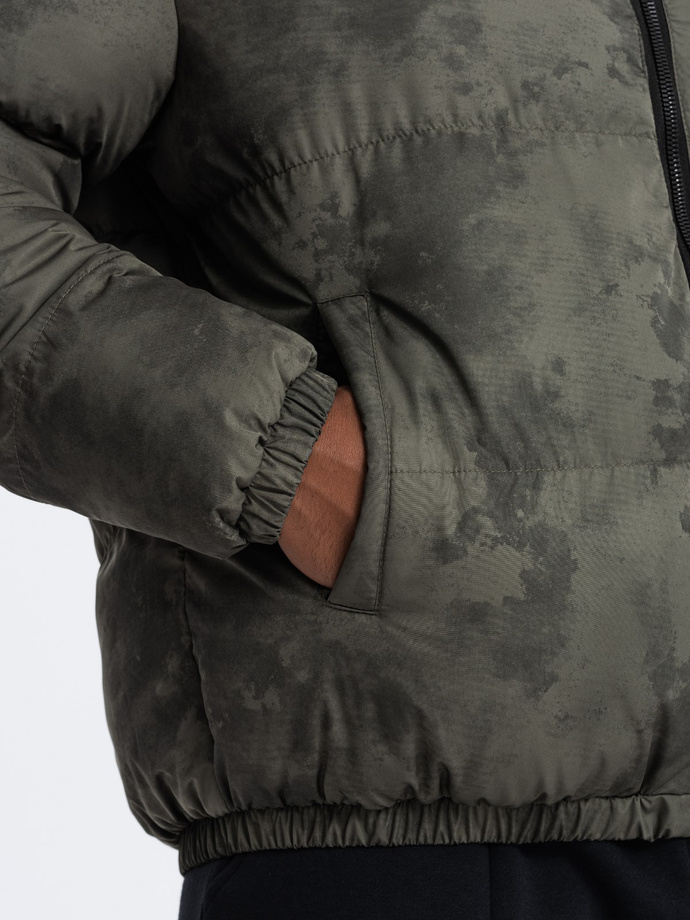 Vyriška žieminė dygsniuota striukė - khaki C529