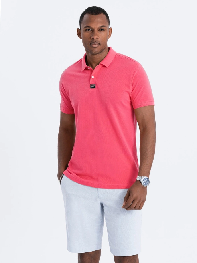 Men's polo shirt with collar - dark pink V4 S1745