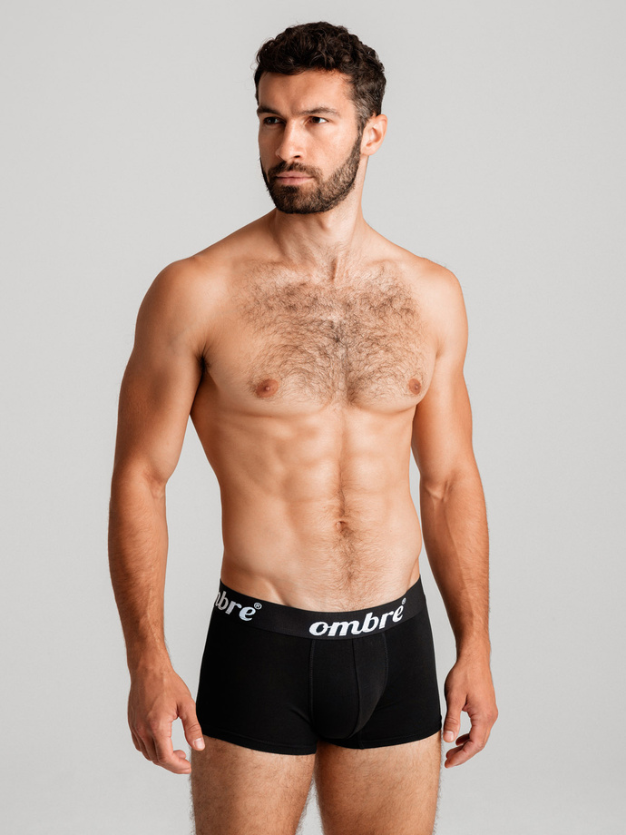 Men's cotton boxer shorts with contrasting elastic - 7-pack black V1 OM-UNBO-0100