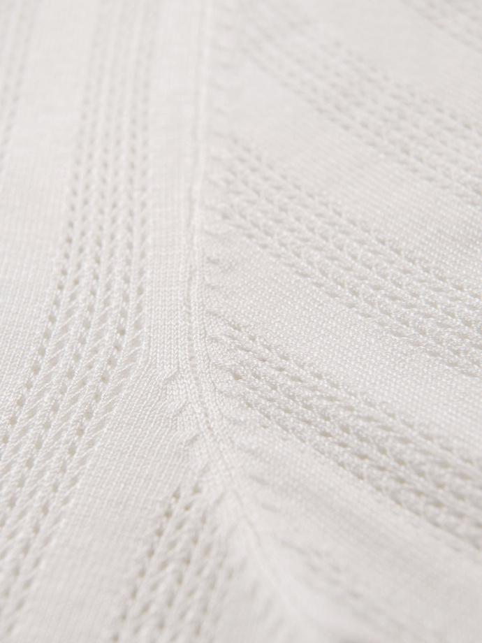 Tricou polo pentru bărbați cu fermoar la decolteu - alb V1 OM-POSS-0158