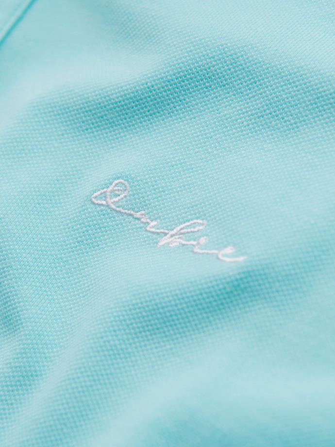 Tricou polo BASIC BASIC pentru bărbați, o singură culoare, din tricot piqué - verde neon V25 OM-POBS-0100