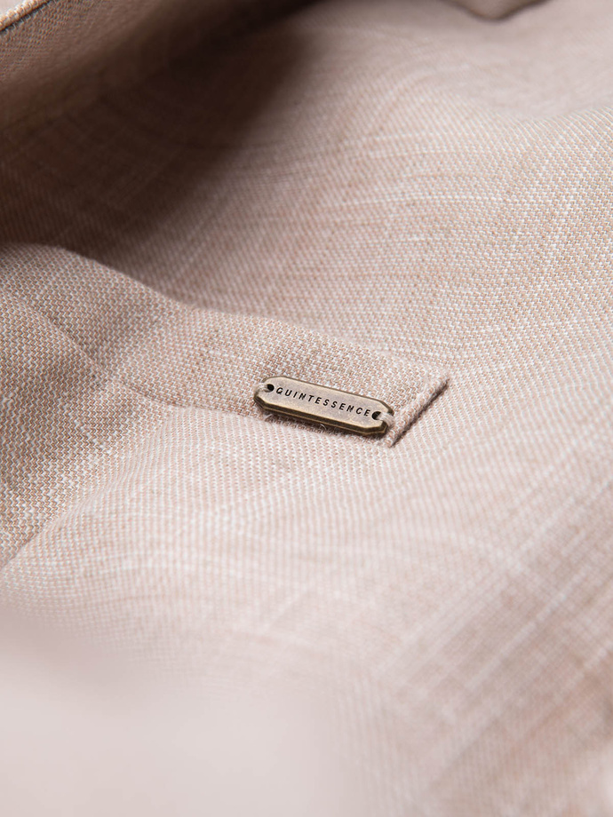 Pánské sako REGULAR střihu s plátnem - světle béžové V2 OM-BLZB-0128