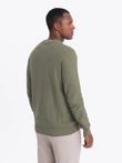 Men's RELAXED FIT knit sweater in diamond weave - olive V4 OM-SWSW-0110