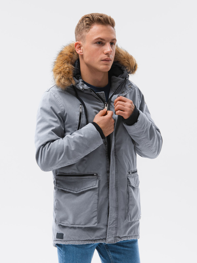 Men's winter jacket - grey C512