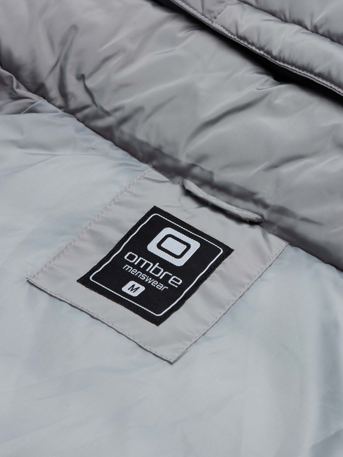 Men's winter jacket with unusual quilting - gray V6 OM-JAHP-0127