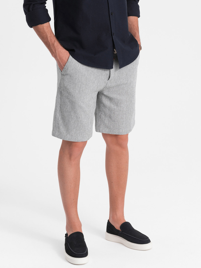 Men's knit shorts in linen and cotton - gray V1 OM-SRCS-0130