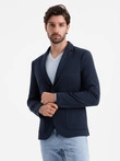 Men's jacket with patch pockets - navy blue V1 OM-BLZB-0127