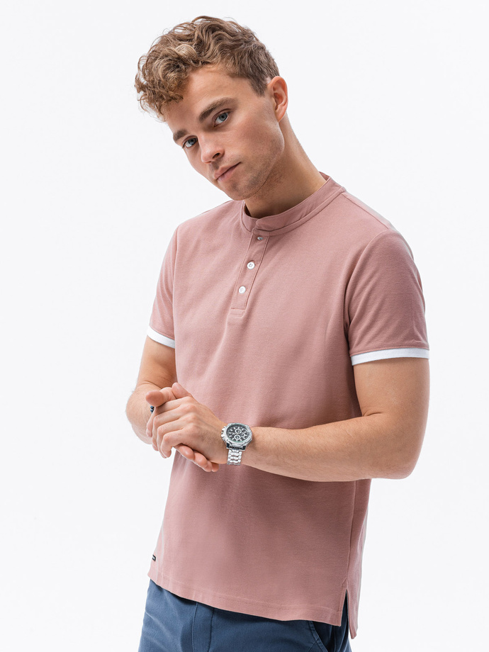 Bluza polo simpla barbati - roz S1381