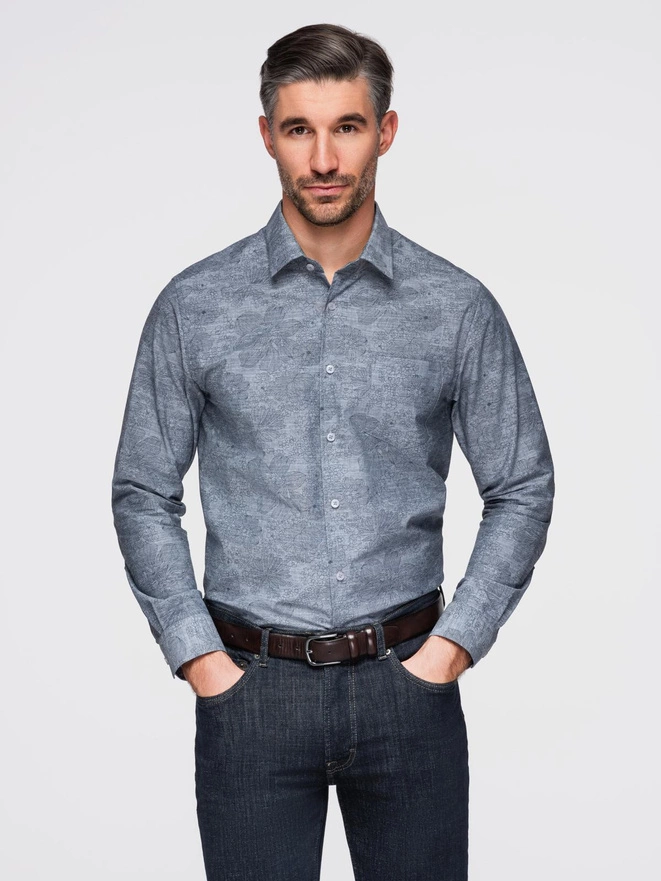 Classic men's flannel cotton plaid shirt - gray V3 OM-SHCS-0157