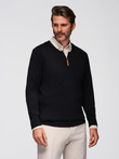 Men's sweater with viscose and spread neckline - black V2 OM-SWZS-0124
