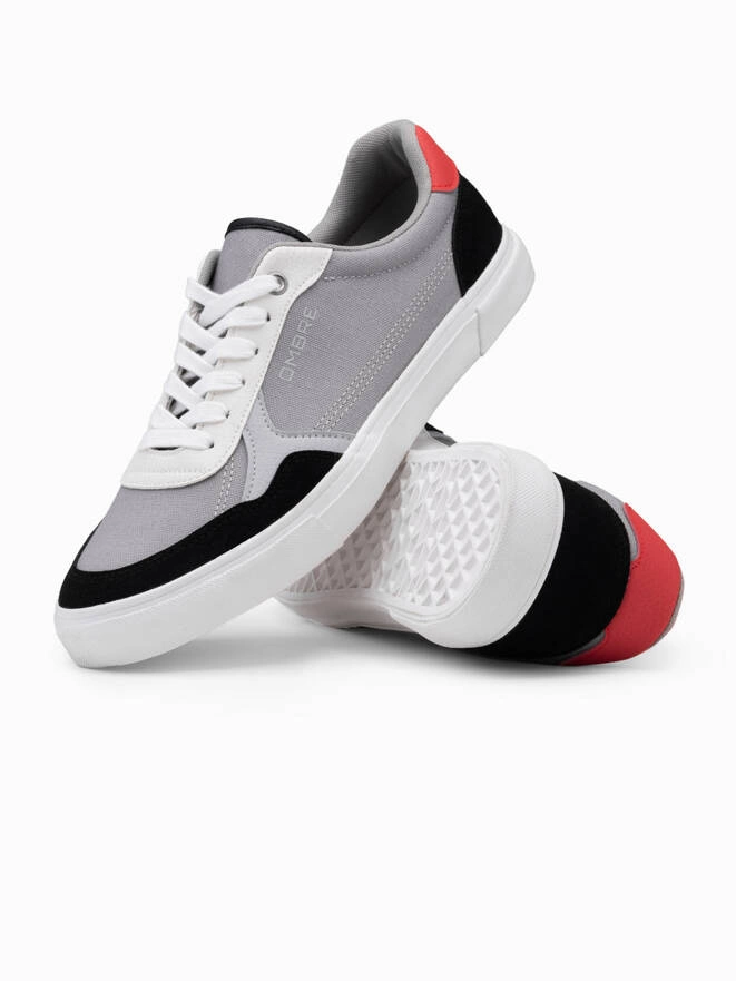 Men's shoes sneakers with colorful accents - gray V4 OM-FOTL-0146