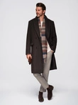 Men's double-breasted wool coat - dark brown V3 OM-COWC-0133