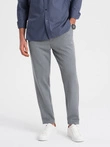 Pantaloni chino pentru bărbați cu talie elastică SLIM FIT - gri V1 OM-PACP-0158