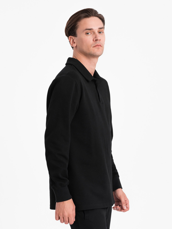 Set trening pentru bărbați bluză de trening cu guler polo + pantaloni - negru V8 Z71