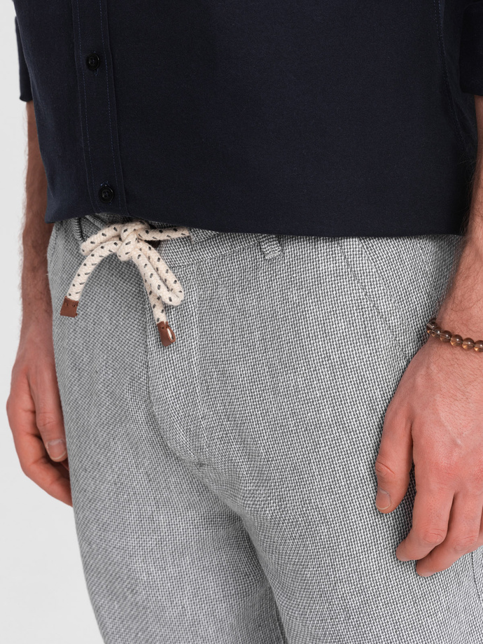 Men's knit shorts in linen and cotton - gray V1 OM-SRCS-0130