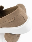Men's slip on half shoes on thick sole - dark beige V1 OM-FOCS-0152