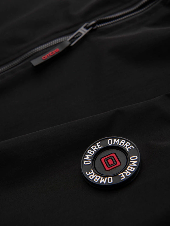 Men's jacket with hood and high collar - black V1 OM-JANP-0222