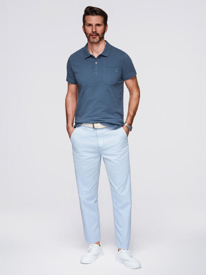 Tricou polo pentru bărbați cu nasturi decorativi - albastru închis V8 S1744