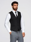Vestă costum pentru bărbați cu detalii clasice și căptușeală - negru V4 OM-BLZV-0142