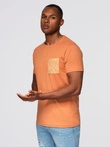 Men's cotton t-shirt with printed pocket - orange V3 OM-TSPT-0227