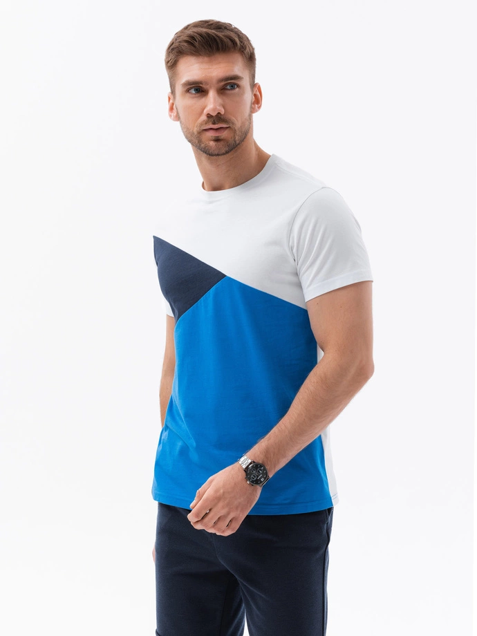 Tricou tricolor pentru bărbați - albastru V4 S1640